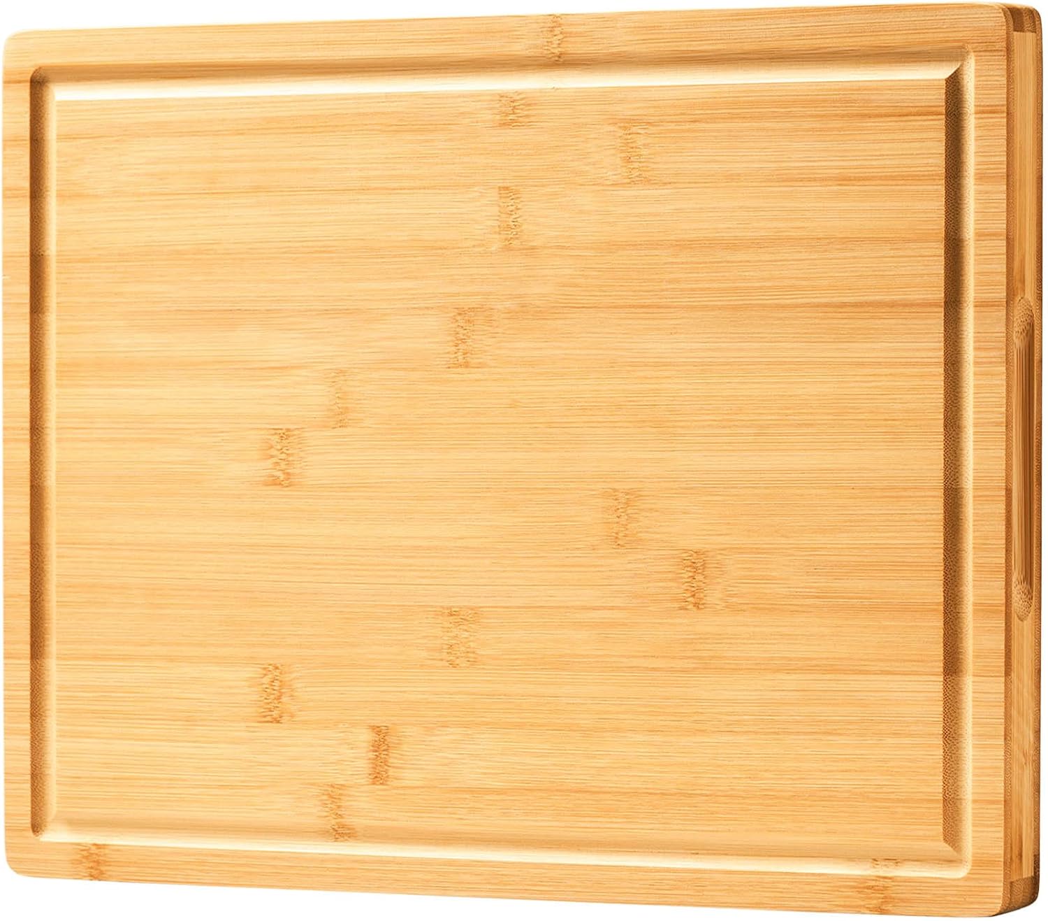 Bamboo Wood Cutting Boards for Kitchen, 1" Thick Charcuterie Boards, Butcher Block with Juice Grooves & Handles